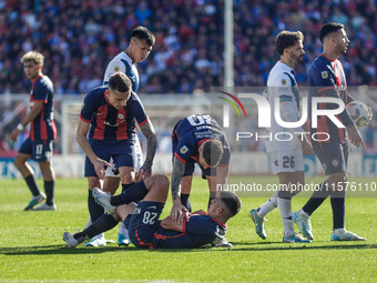 Iker Muniain, Alexis Cuello, and Malcom Braida of San Lorenzo during the match between San Lorenzo and Velez as part of Copa de la Liga 2024...