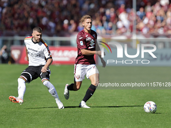 Mergim Vojvoda during the Serie A 2024-2025 match between Torino and Lecce in Torino, Italy, on September 15, 2024 (