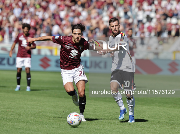 Samuele Ricci during the Serie A 2024-2025 match between Torino and Lecce in Torino, Italy, on September 15, 2024 