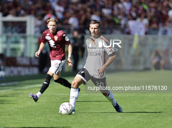 Ylber Ramadani during the Serie A 2024-2025 match between Torino and Lecce in Torino, Italy, on September 15, 2024 