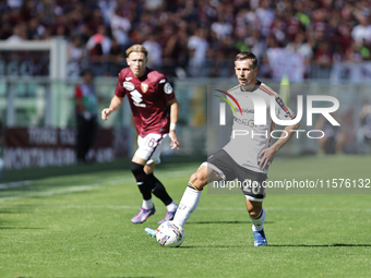 Ylber Ramadani during the Serie A 2024-2025 match between Torino and Lecce in Torino, Italy, on September 15, 2024 (