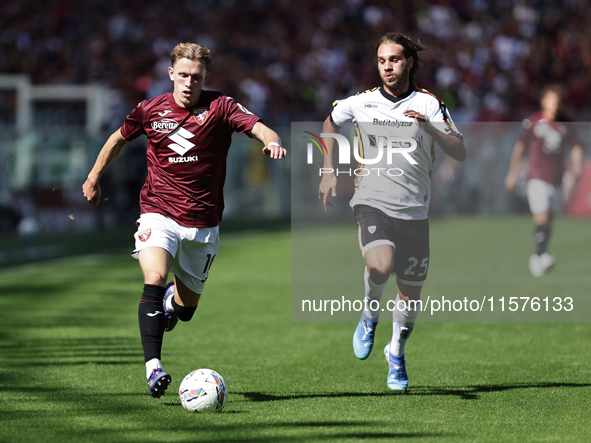 Marcus Pedersen during the Serie A 2024-2025 match between Torino and Lecce in Torino, Italy, on September 15, 2024 