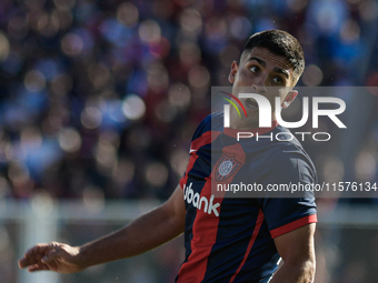 Alexis Cuello of San Lorenzo gestures during the match between San Lorenzo and Velez as part of Copa de la Liga 2024 at Estadio Pedro Bidega...