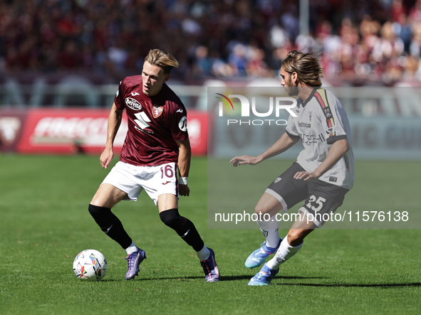 Marcus Pedersen during the Serie A 2024-2025 match between Torino and Lecce in Torino, Italy, on September 15, 2024 