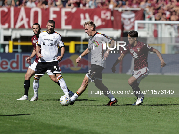 Balthazar Pierret during the Serie A 2024-2025 match between Torino and Lecce in Torino, Italy, on September 15, 2024 