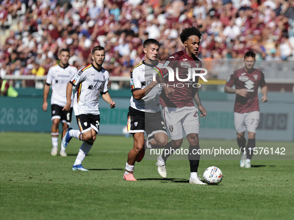 Valentino Lazaro during the Serie A 2024-2025 match between Torino and Lecce in Torino, Italy, on September 15, 2024 