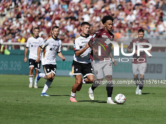 Valentino Lazaro during the Serie A 2024-2025 match between Torino and Lecce in Torino, Italy, on September 15, 2024 (