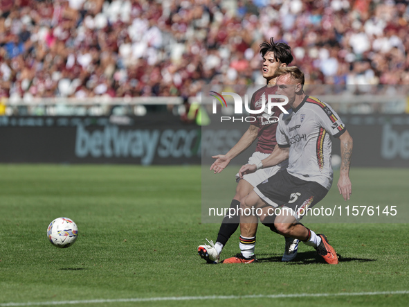 Balthazar Pierret during the Serie A 2024-2025 match between Torino and Lecce in Torino, Italy, on September 15, 2024 