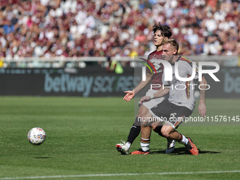 Balthazar Pierret during the Serie A 2024-2025 match between Torino and Lecce in Torino, Italy, on September 15, 2024 (