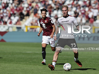 Balthazar Pierret during the Serie A 2024-2025 match between Torino and Lecce in Torino, Italy, on September 15, 2024 (