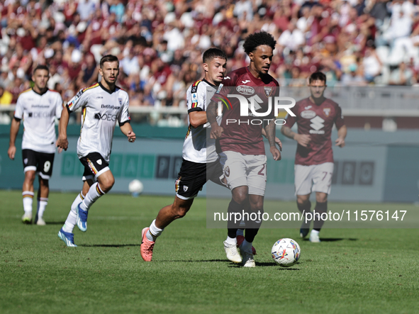 Valentino Lazaro during the Serie A 2024-2025 match between Torino and Lecce in Torino, Italy, on September 15, 2024 