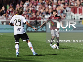 Karol Linetty during the Serie A 2024-2025 match between Torino and Lecce in Torino, Italy, on September 15, 2024 (