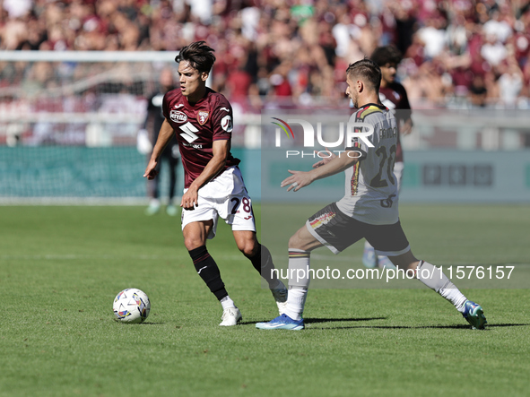 Samuele Ricci during the Serie A 2024-2025 match between Torino and Lecce in Torino, Italy, on September 15, 2024 