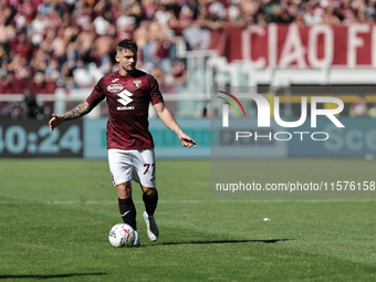 Karol Linetty during the Serie A 2024-2025 match between Torino and Lecce in Torino, Italy, on September 15, 2024 (