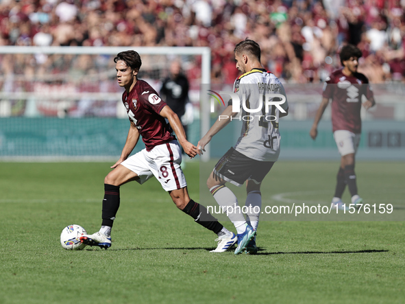 Samuele Ricci during the Serie A 2024-2025 match between Torino and Lecce in Torino, Italy, on September 15, 2024 