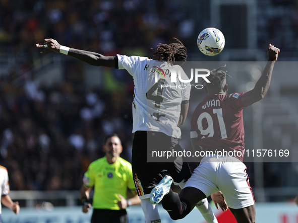 Kialonda Gaspar during the Serie A 2024-2025 match between Torino and Lecce in Torino, Italy, on September 15, 2024 