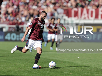 Sebastian Walukiewicz during the Serie A 2024-2025 match between Torino and Lecce in Torino, Italy, on September 15, 2024 (