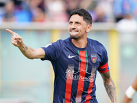 Tommaso D'Orazio of Cosenza celebrates a goal during the Serie B match between Cosenza and Sampdoria at the Stadio ''Gigi Marulla'' in Cosen...