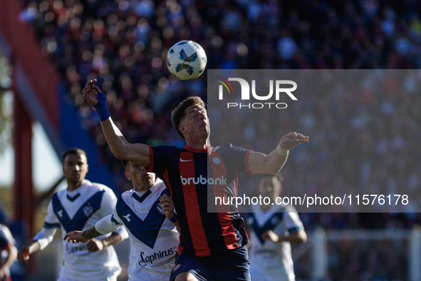 Andres Vombergar of San Lorenzo is seen in action during the match between San Lorenzo and Velez as part of Copa de la Liga 2024 at Estadio...