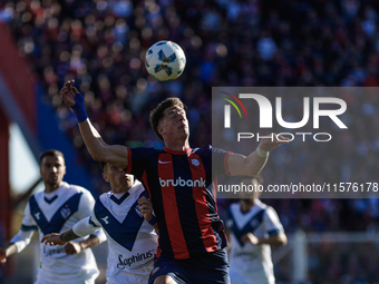 Andres Vombergar of San Lorenzo is seen in action during the match between San Lorenzo and Velez as part of Copa de la Liga 2024 at Estadio...