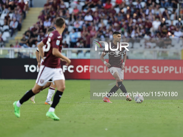 Adam Masina during the Serie A 2024-2025 match between Torino and Lecce in Torino, Italy, on September 15, 2024 