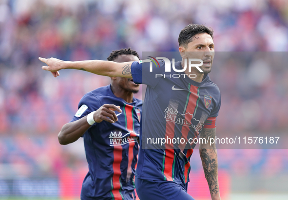 Tommaso D'Orazio of Cosenza celebrates a goal during the Serie B match between Cosenza and Sampdoria at the Stadio ''Gigi Marulla'' in Cosen...