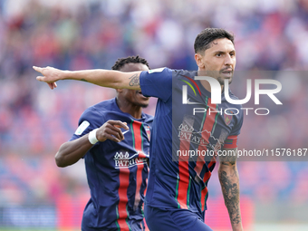 Tommaso D'Orazio of Cosenza celebrates a goal during the Serie B match between Cosenza and Sampdoria at the Stadio ''Gigi Marulla'' in Cosen...