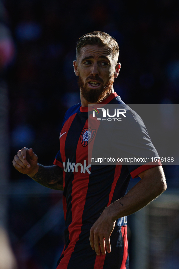 Iker Muniain of San Lorenzo gestures during the match between San Lorenzo and Velez as part of Copa de la Liga 2024 at Estadio Pedro Bidegai...