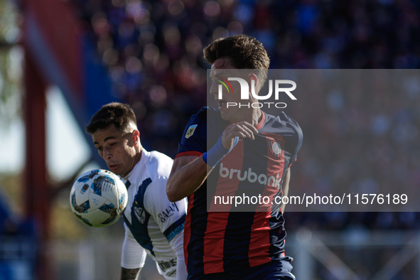 Andres Vombergar of San Lorenzo is seen in action during the match between San Lorenzo and Velez as part of Copa de la Liga 2024 at Estadio...