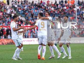 Players of Sampdoria celebrate a goal during the Serie B match between Cosenza and Sampdoria at the Stadio ''Gigi Marulla'' in Cosenza, Ital...