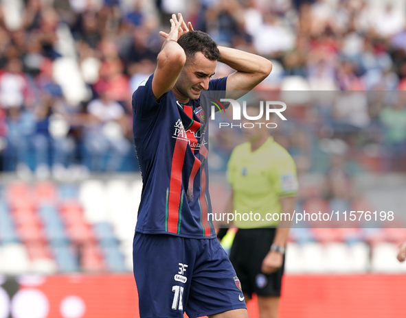 Tommaso Fumagalli of Cosenza gestures during the Serie B match between Cosenza and Sampdoria at the Stadio ''Gigi Marulla'' in Cosenza, Ital...