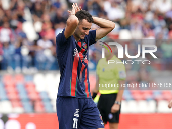 Tommaso Fumagalli of Cosenza gestures during the Serie B match between Cosenza and Sampdoria at the Stadio ''Gigi Marulla'' in Cosenza, Ital...