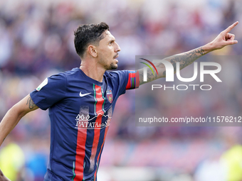 Tommaso D'Orazio of Cosenza celebrates a goal during the Serie B match between Cosenza and Sampdoria at the Stadio ''Gigi Marulla'' in Cosen...