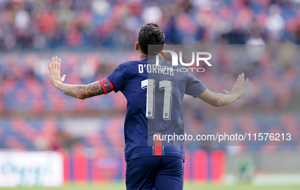 Tommaso D'Orazio of Cosenza celebrates a goal during the Serie B match between Cosenza and Sampdoria at the Stadio ''Gigi Marulla'' in Cosen...