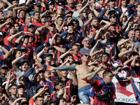 Fans of San Lorenzo cheer for their team during a match between San Lorenzo and Velez as part of Copa de la Liga 2024 at Estadio Pedro Bideg...