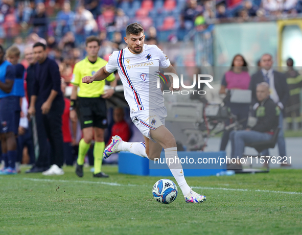 Nikolas Ioannou of UC Sampdoria is in action during the Serie B match between Cosenza and Sampdoria at the Stadio ''Gigi Marulla'' in Cosenz...