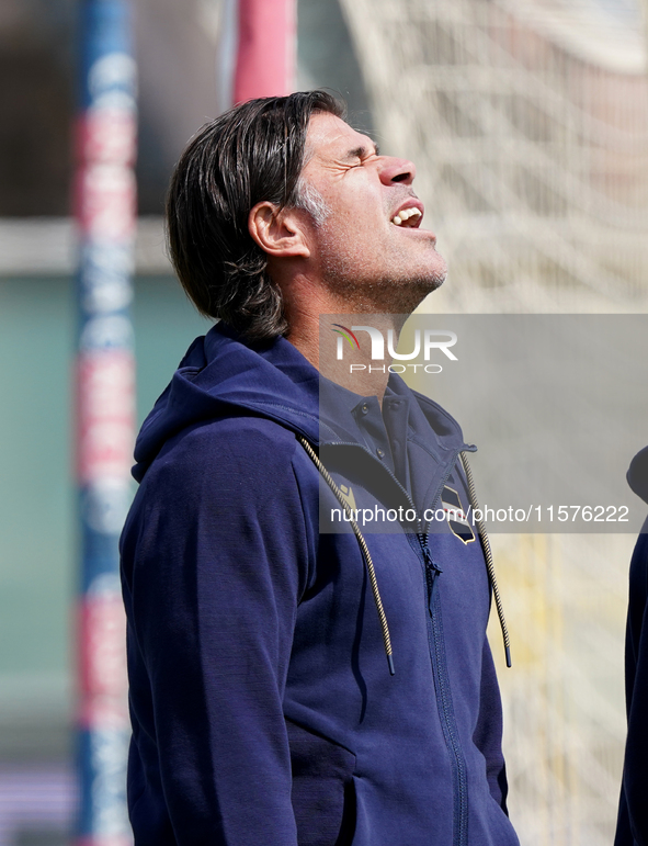 Andrea Sottil, head coach of UC Sampdoria, watches the Serie B match between Cosenza and Sampdoria at the Stadio ''Gigi Marulla'' in Cosenza...