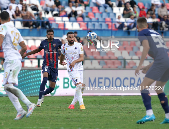 Massimo Coda of UC Sampdoria is in action during the Serie B match between Cosenza and Sampdoria at the Stadio ''Gigi Marulla'' in Cosenza,...