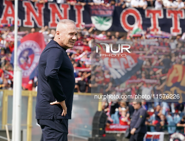 Massimiliano Alvini, head coach of Cosenza Calcio, watches the Serie B match between Cosenza and Sampdoria at the Stadio ''Gigi Marulla'' in...