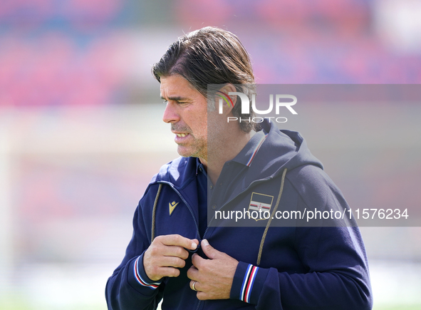 Andrea Sottil, head coach of UC Sampdoria, watches the Serie B match between Cosenza and Sampdoria at the Stadio ''Gigi Marulla'' in Cosenza...