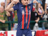 Tommaso D'Orazio of Cosenza celebrates a goal during the Serie B match between Cosenza and Sampdoria at the Stadio ''Gigi Marulla'' in Cosen...