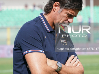 Andrea Sottil, head coach of UC Sampdoria, watches the Serie B match between Cosenza and Sampdoria at the Stadio ''Gigi Marulla'' in Cosenza...