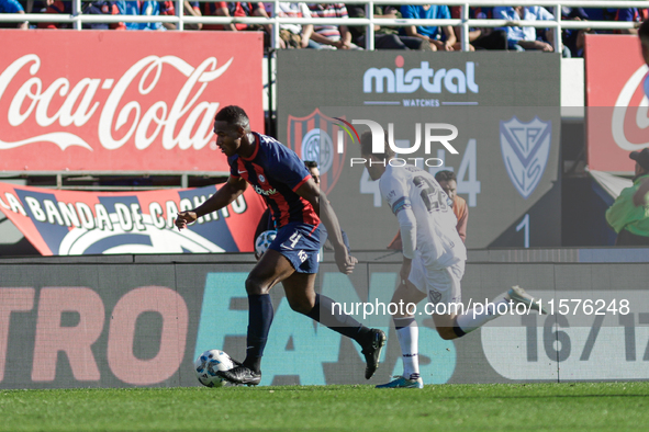 Johan Romana of San Lorenzo is seen in action during the match between San Lorenzo and Velez as part of Copa de la Liga 2024 at Estadio Pedr...