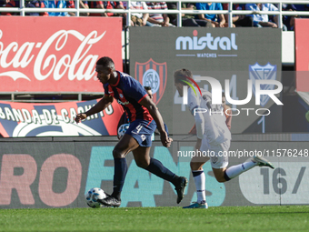 Johan Romana of San Lorenzo is seen in action during the match between San Lorenzo and Velez as part of Copa de la Liga 2024 at Estadio Pedr...