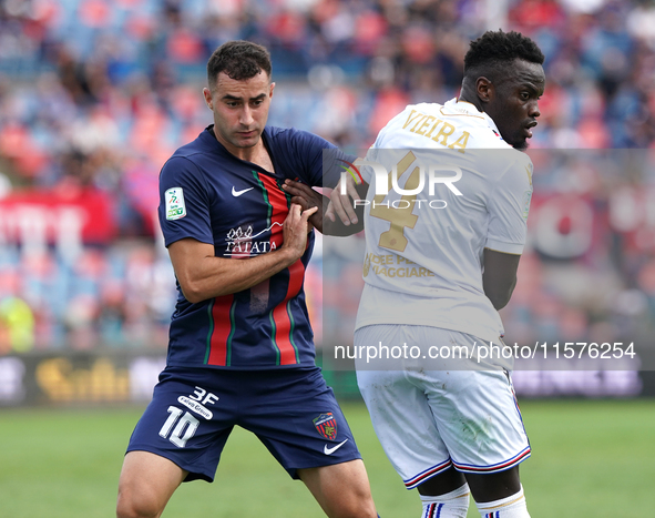 Tommaso Fumagalli of Cosenza is in action during the Serie B match between Cosenza and Sampdoria at the Stadio ''Gigi Marulla'' in Cosenza,...