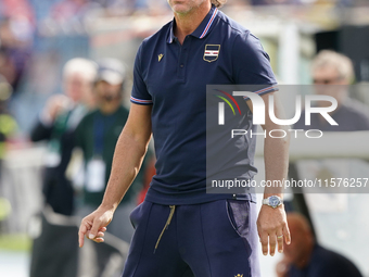 Andrea Sottil, head coach of UC Sampdoria, watches the Serie B match between Cosenza and Sampdoria at the Stadio ''Gigi Marulla'' in Cosenza...