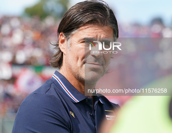 Andrea Sottil, head coach of UC Sampdoria, watches the Serie B match between Cosenza and Sampdoria at the Stadio ''Gigi Marulla'' in Cosenza...