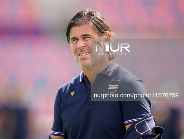 Andrea Sottil, head coach of UC Sampdoria, watches the Serie B match between Cosenza and Sampdoria at the Stadio ''Gigi Marulla'' in Cosenza...