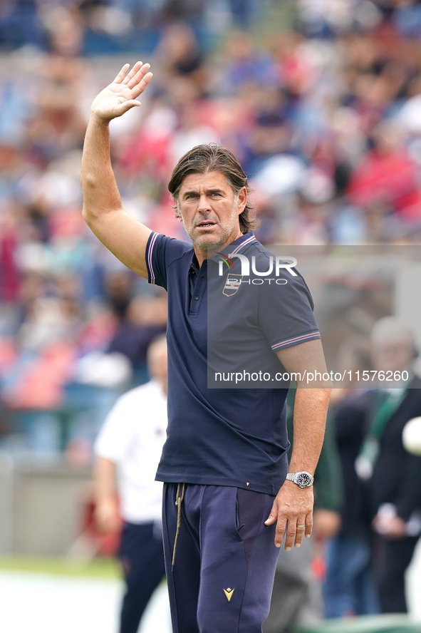 Andrea Sottil, head coach of UC Sampdoria, watches the Serie B match between Cosenza and Sampdoria at the Stadio ''Gigi Marulla'' in Cosenza...