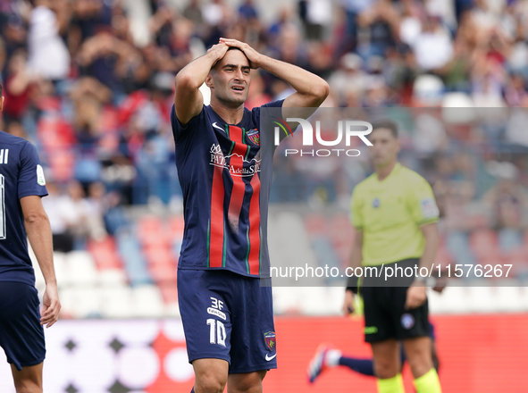 Tommaso Fumagalli of Cosenza gestures during the Serie B match between Cosenza and Sampdoria at the Stadio Gigi Marulla in Cosenza, Italy, o...